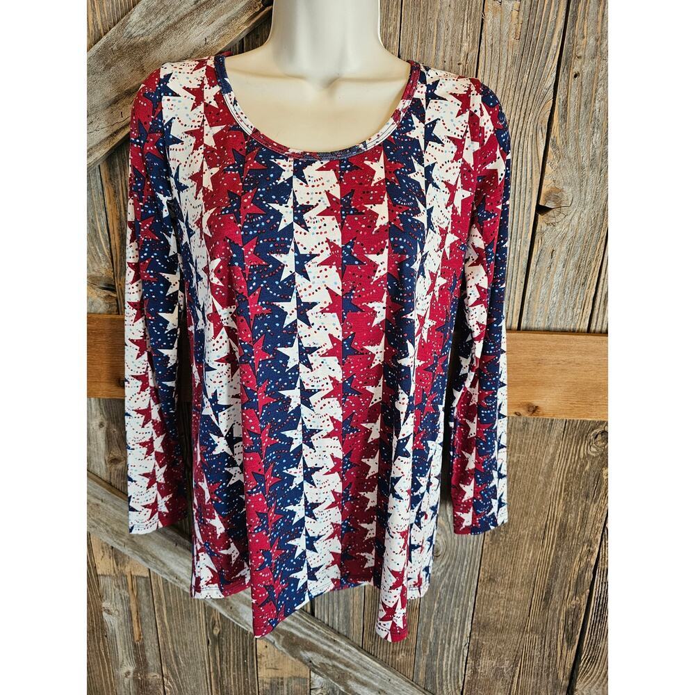 Lularoe size xxs 2xs red white blue patriotic 4 of july long sleeve EUC USA ^
